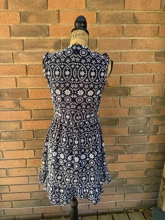 kate spade Navy & White Floral Sleeveless Fit-and-Flare Dress Size 6 - Picture 4 of 7